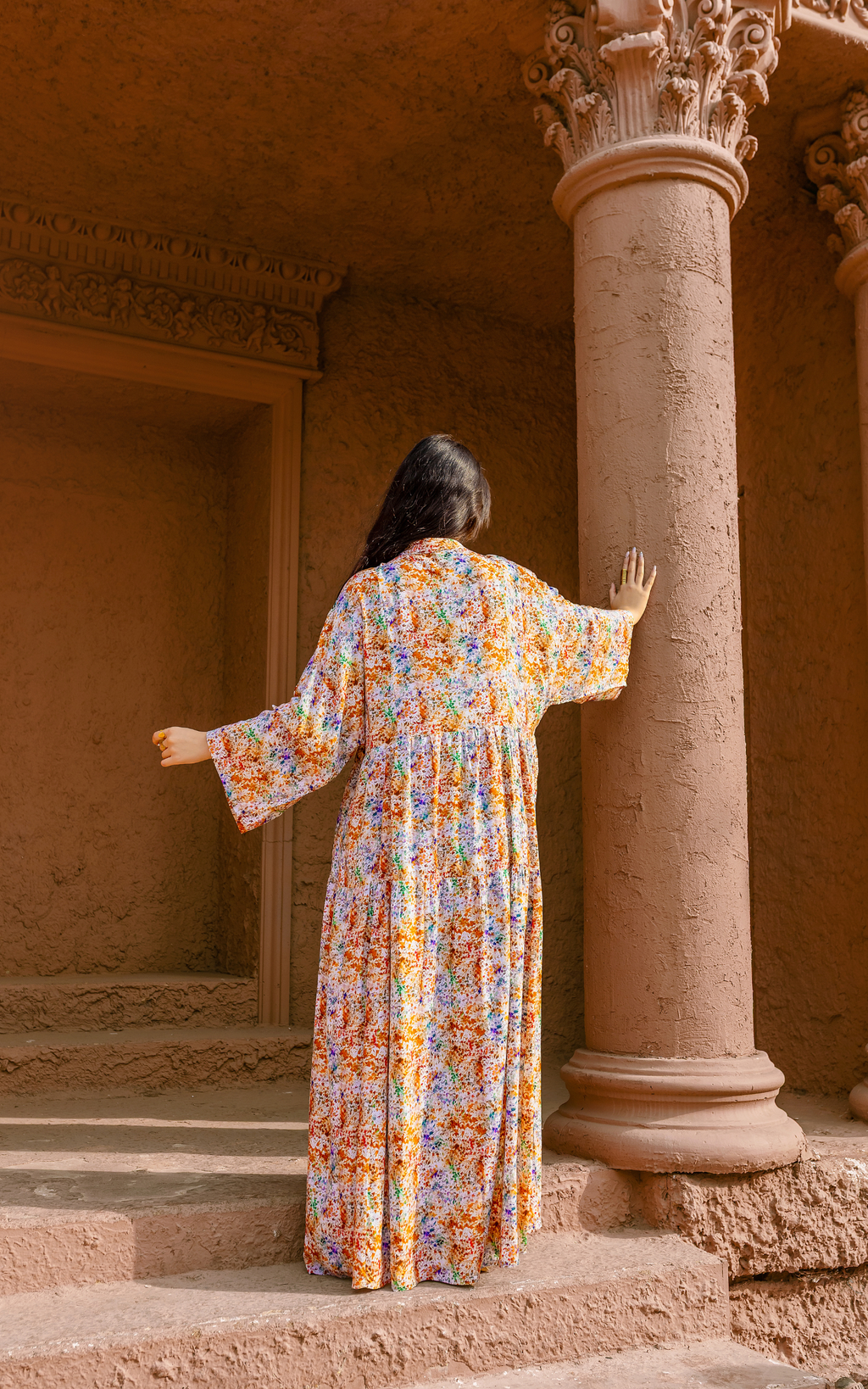 Breezy Flow Dress – Abstract Bloom