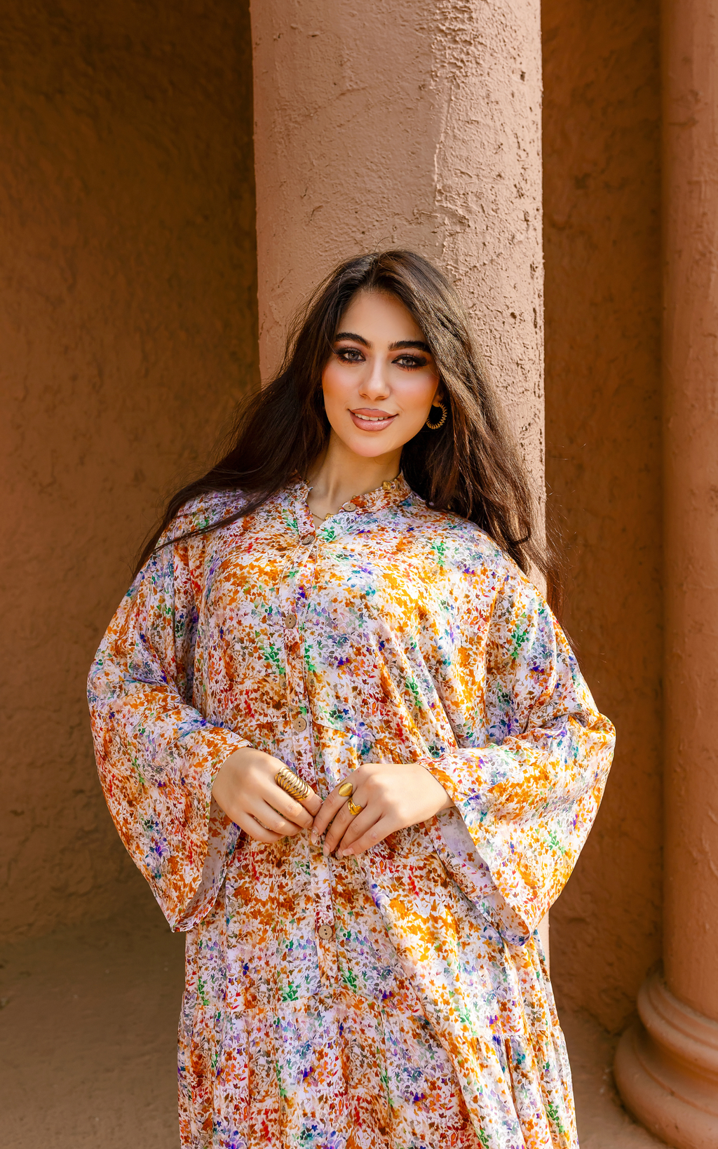 Breezy Flow Dress – Abstract Bloom