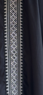 Nora Abaya – Black with Geometric Embroidery