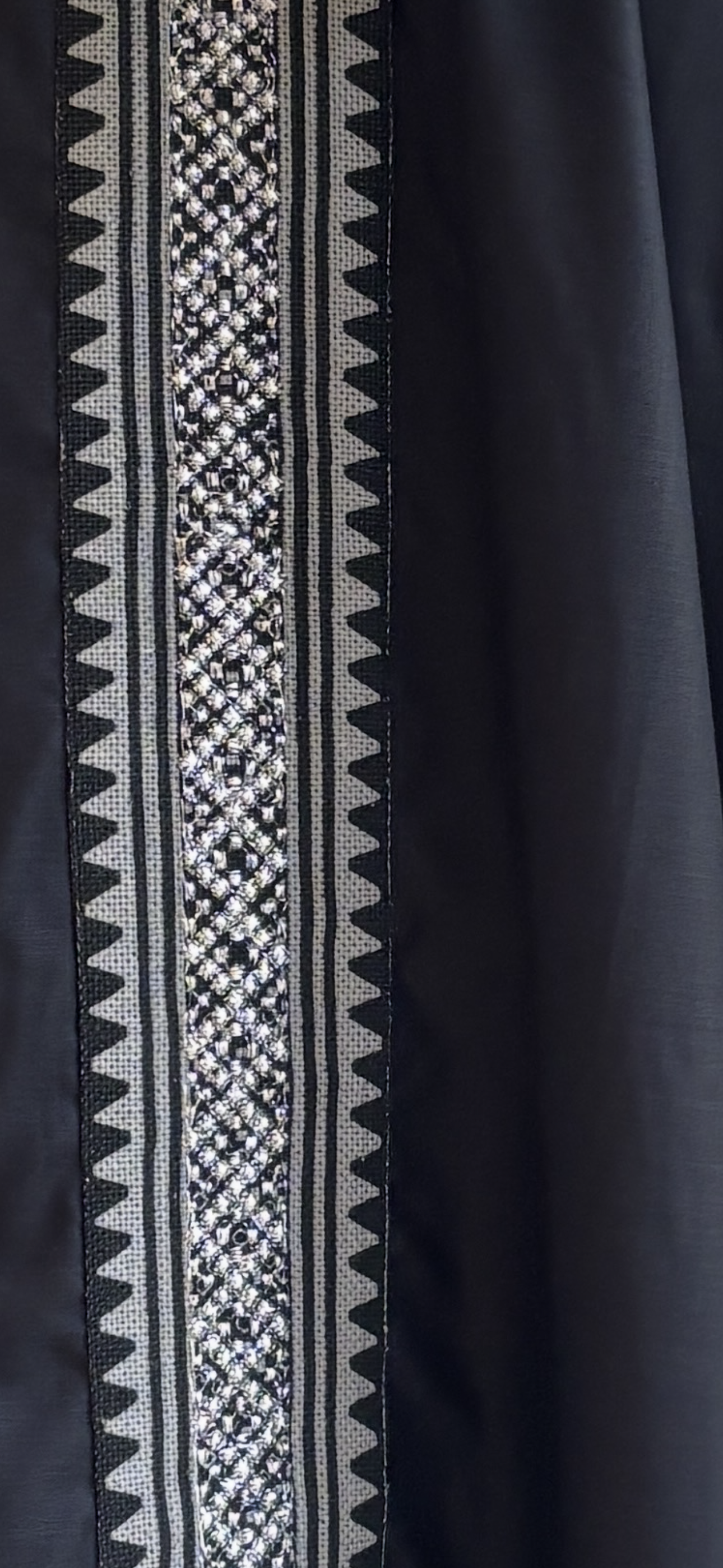 Nora Abaya – Black with Geometric Embroidery