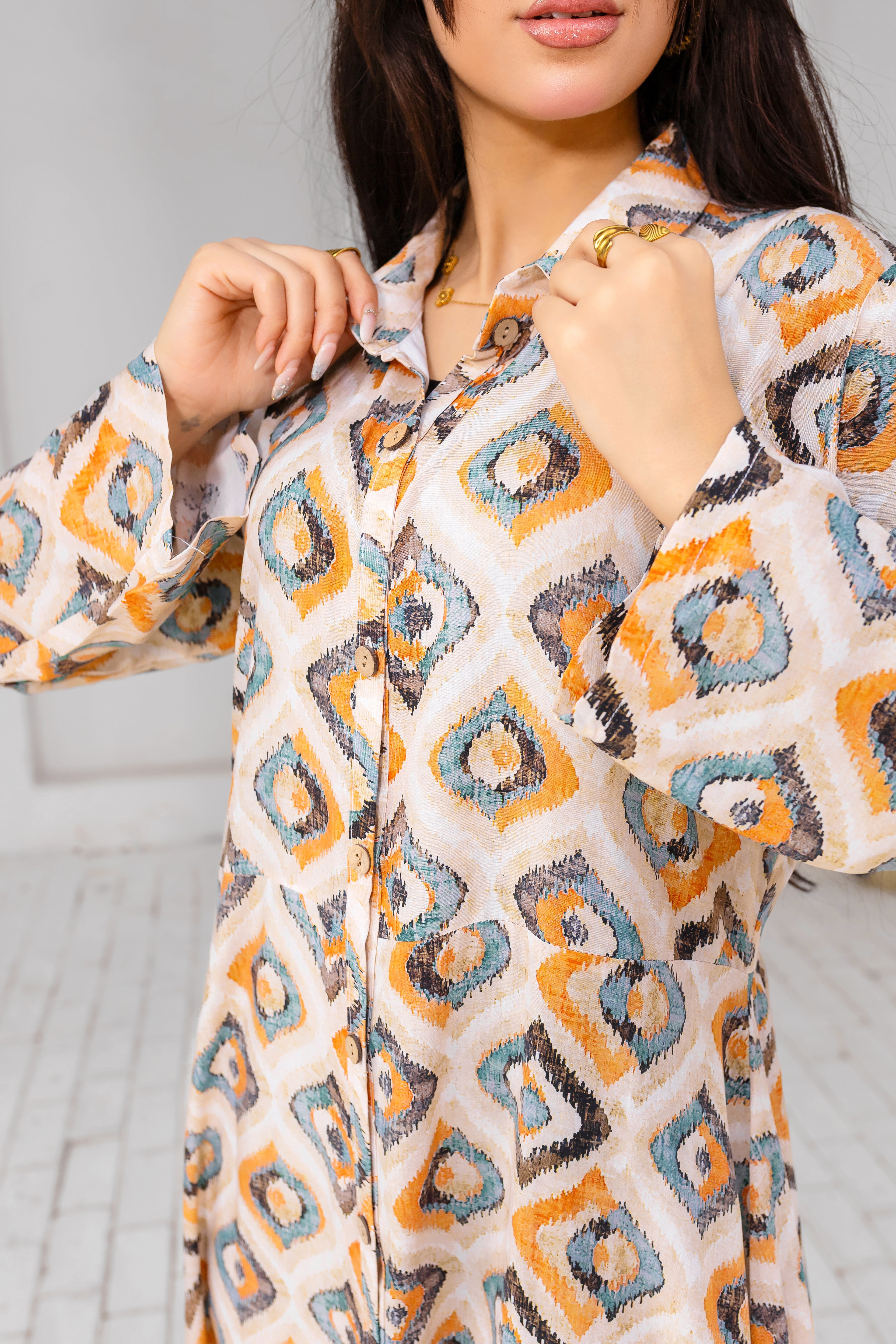 Breezy Flow Dress – Geometric Earth