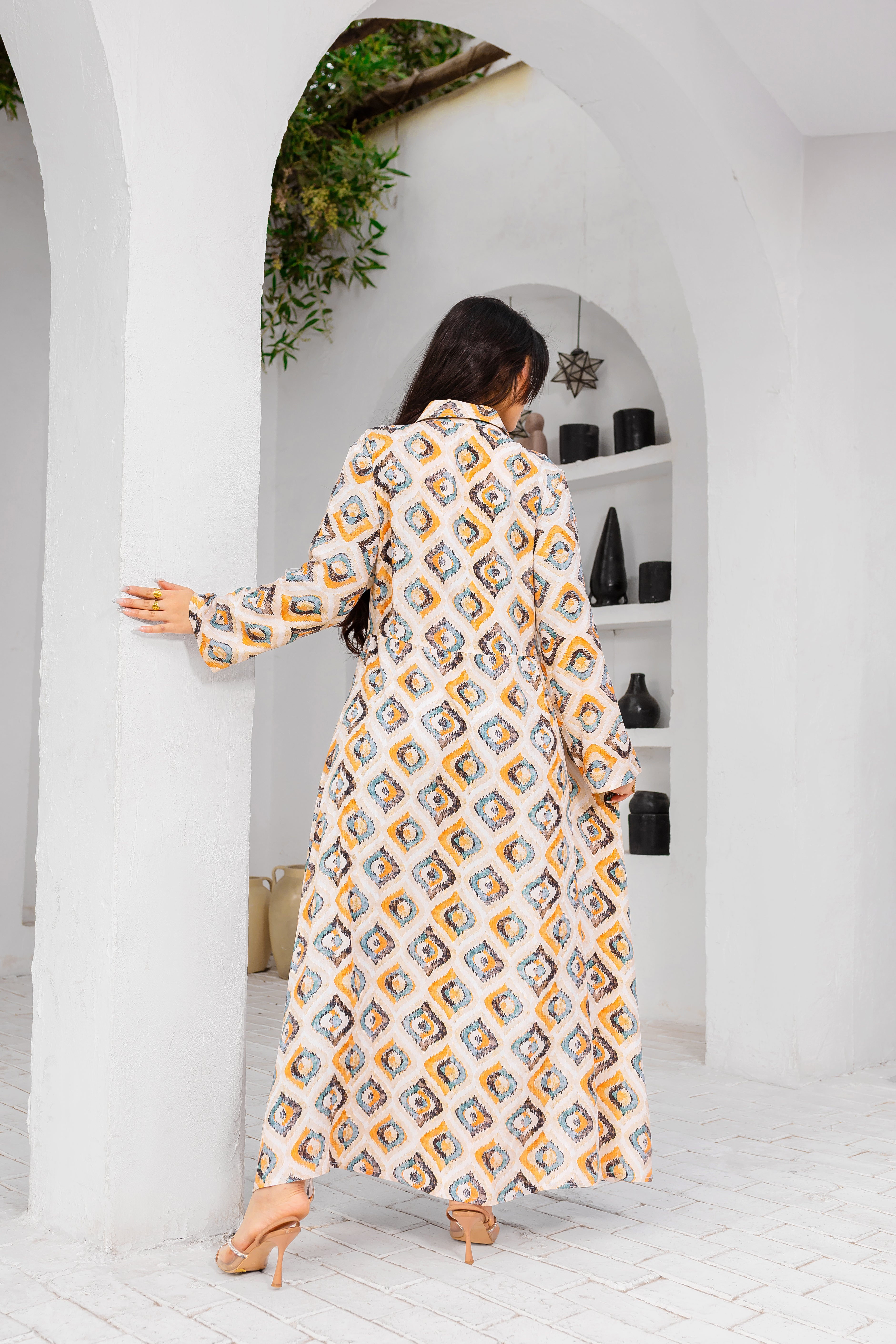 Breezy Flow Dress – Geometric Earth