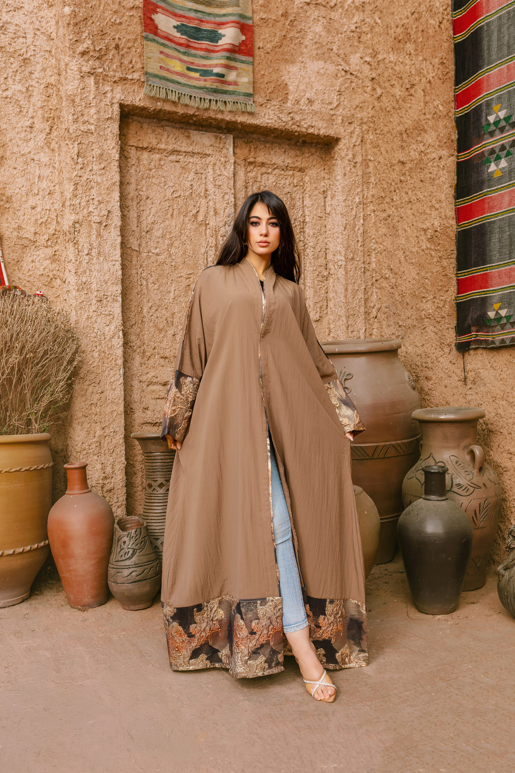 Breezy Bamboo Festive Abaya – Brown