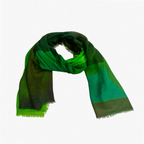 Breezy Linen-Cotton Artistic Green Scarf