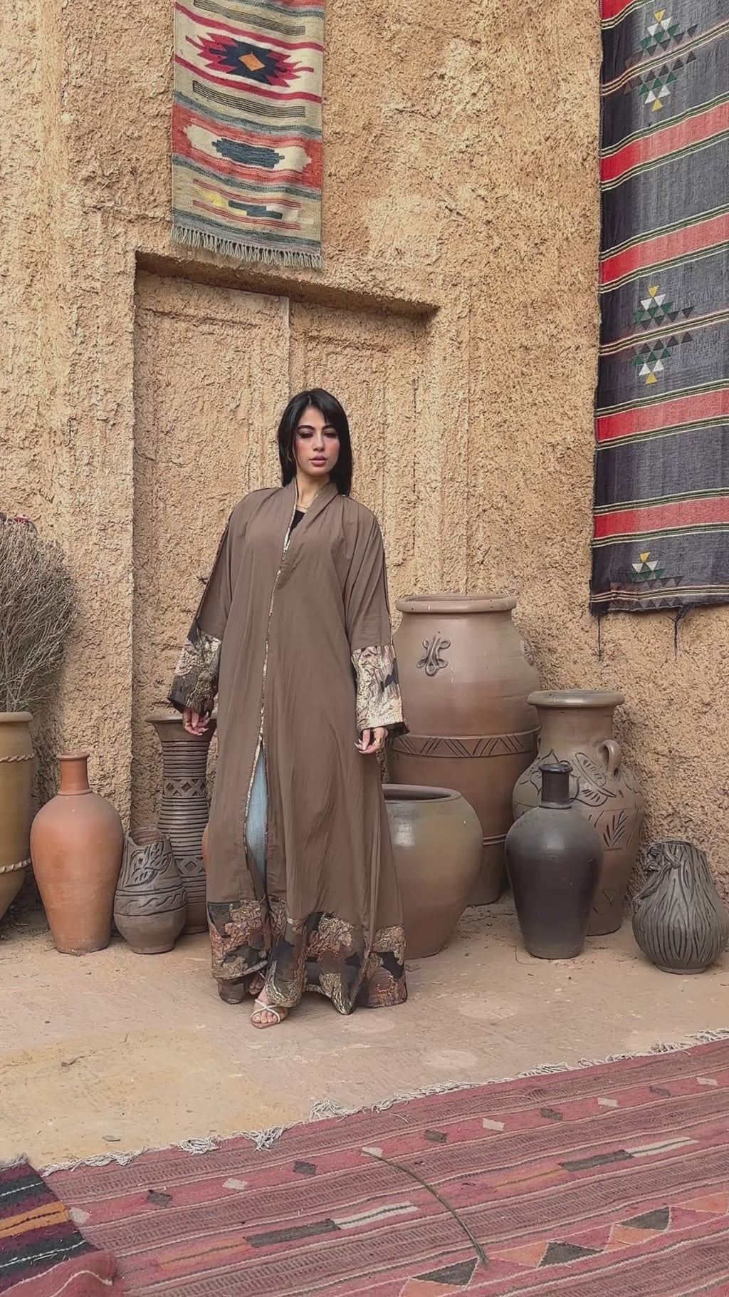 Breezy Bamboo Festive Abaya – Brown