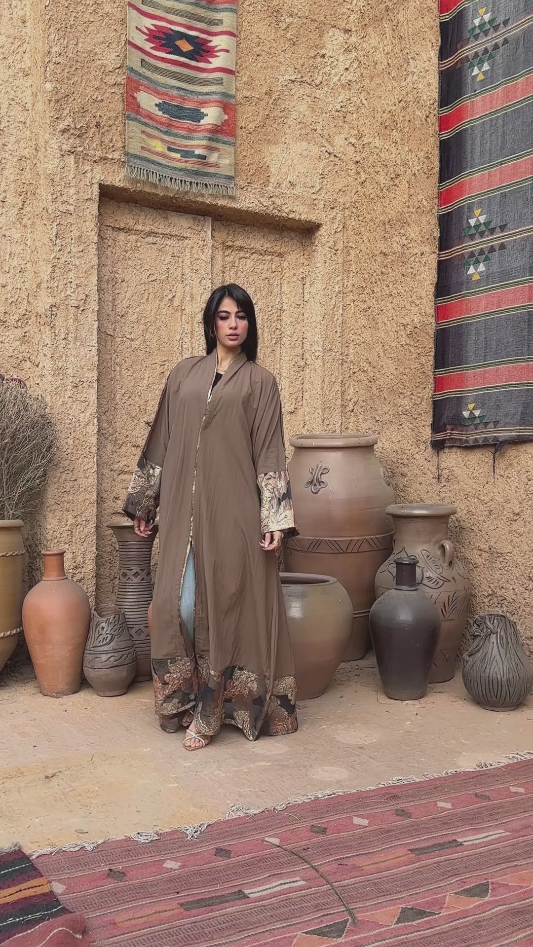 Breezy Bamboo Festive Abaya – Brown