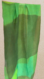 Breezy Linen-Cotton Artistic Green Scarf