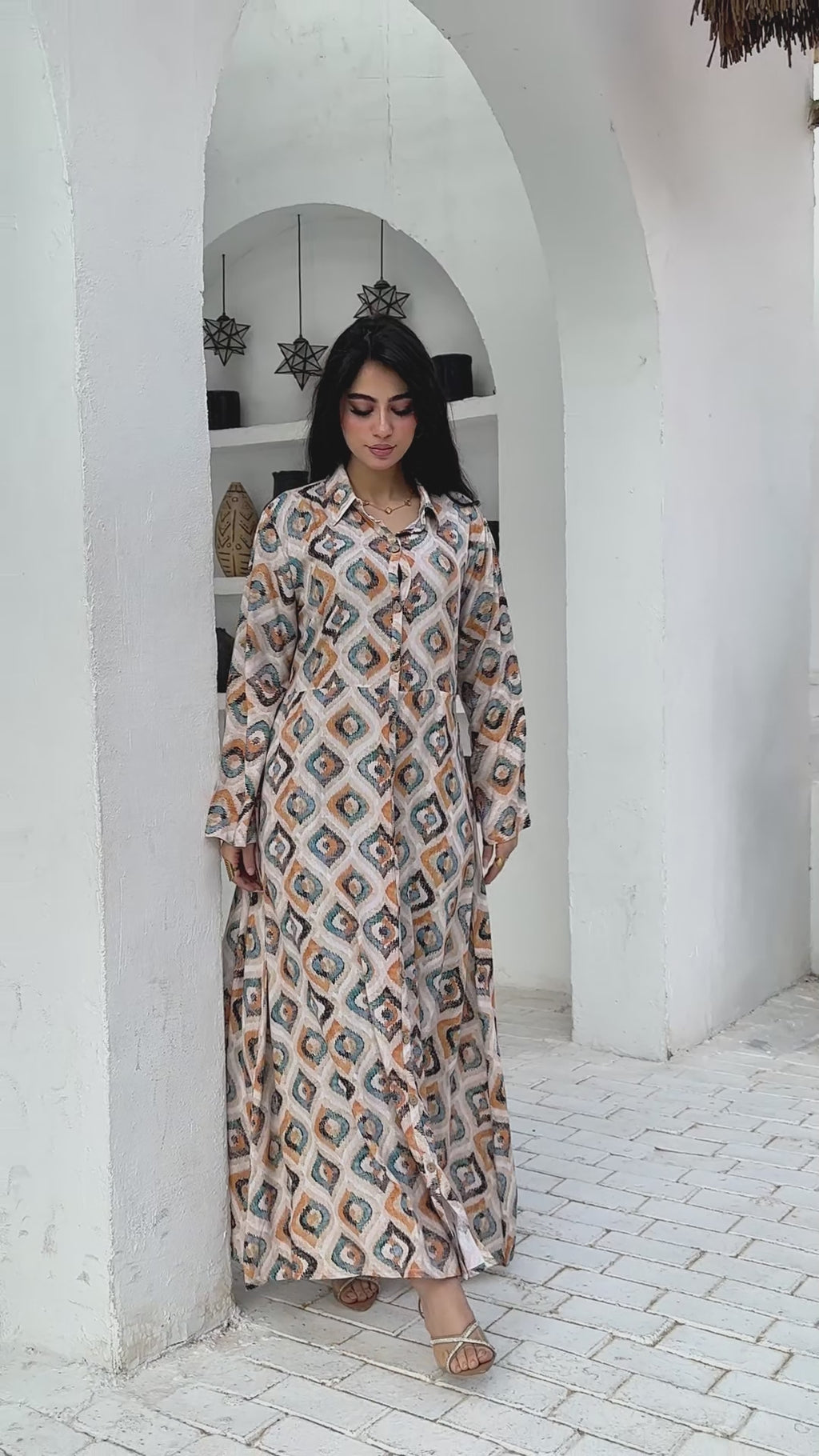 Breezy Flow Dress – Geometric Earth