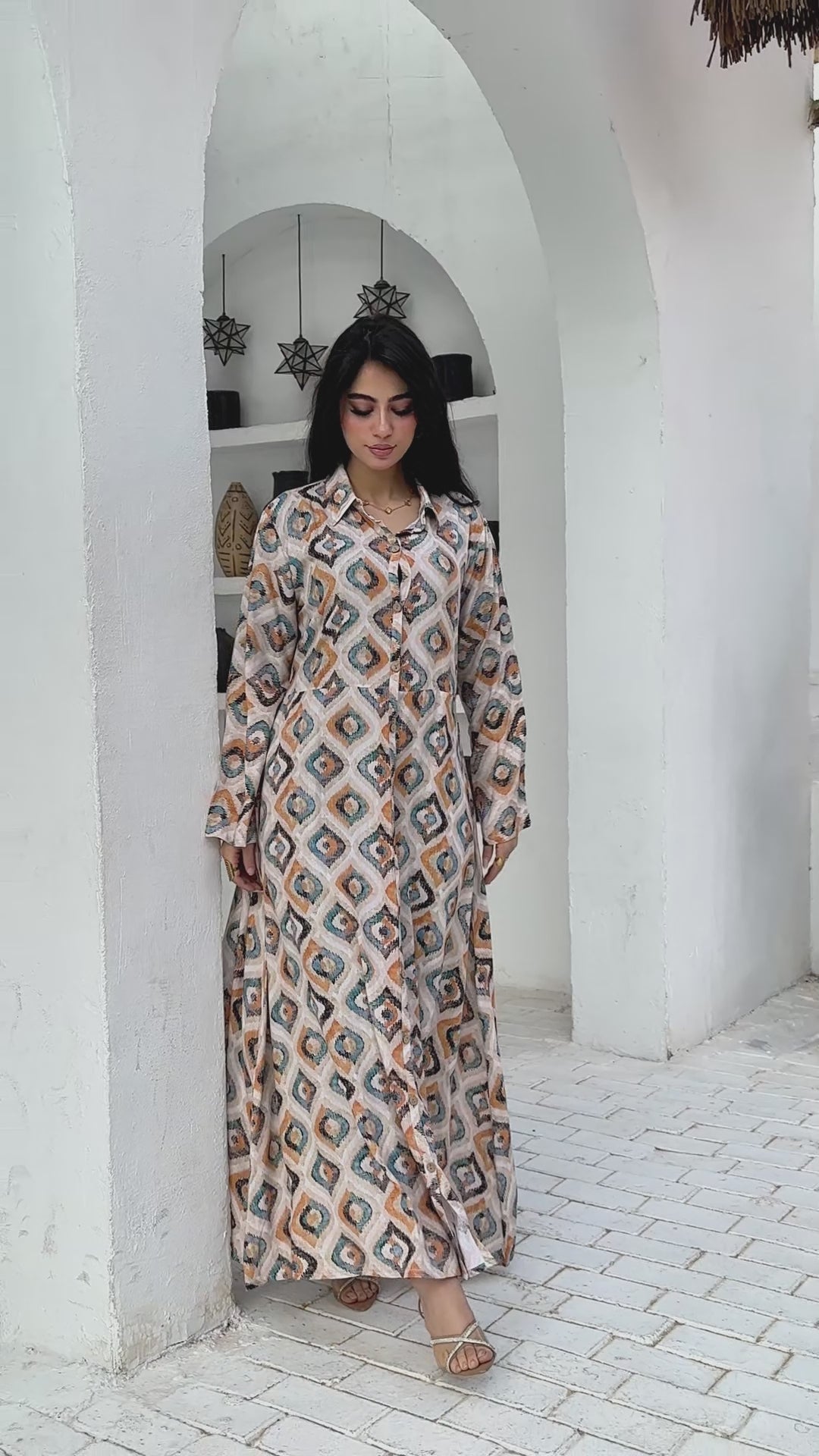 Breezy Flow Dress – Geometric Earth